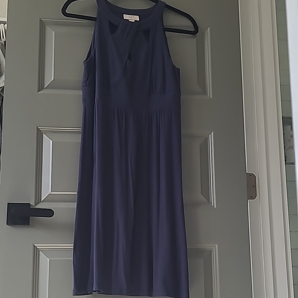 Loft Navy Blue Midi Dress